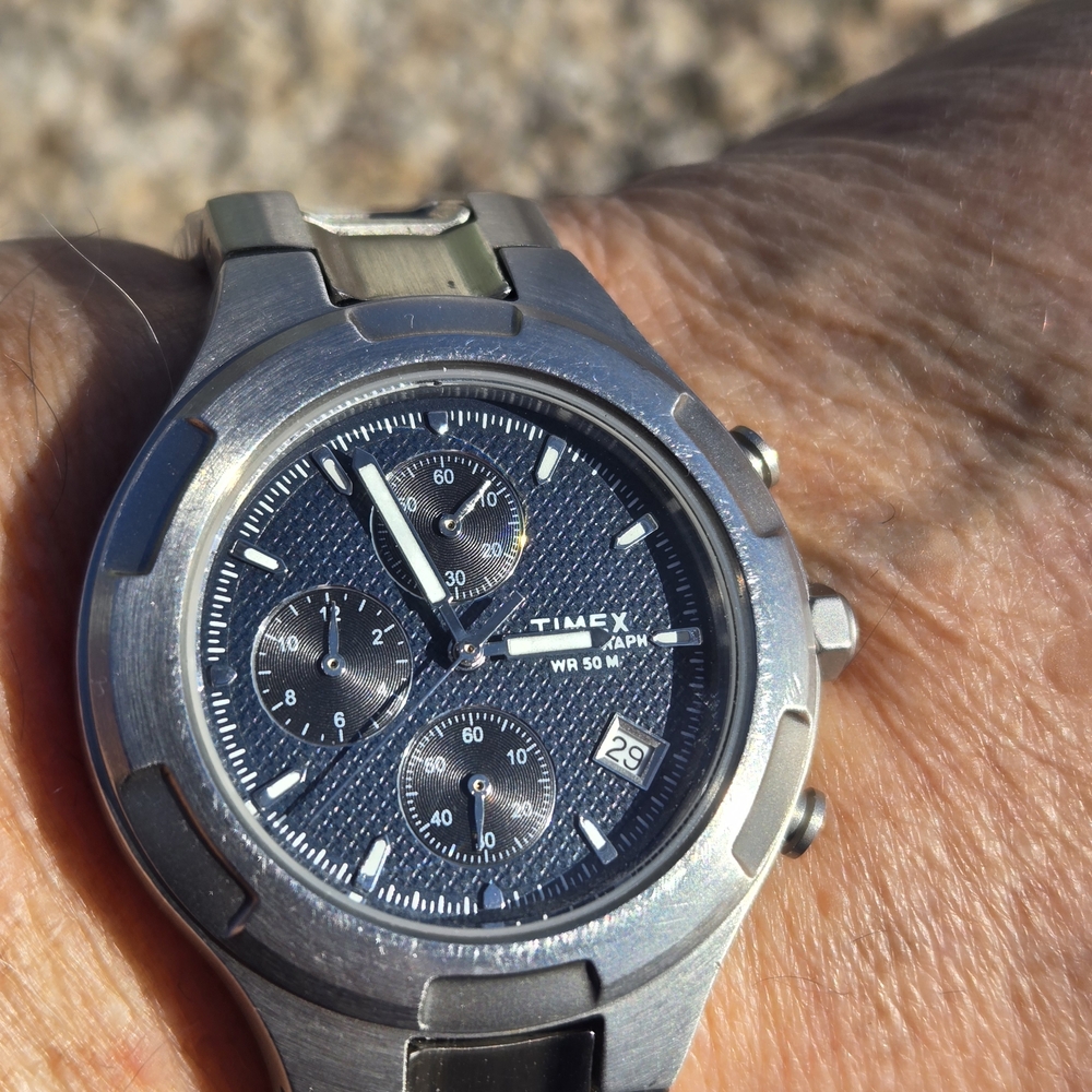 Timex Silver Chronograph Watch - image 1